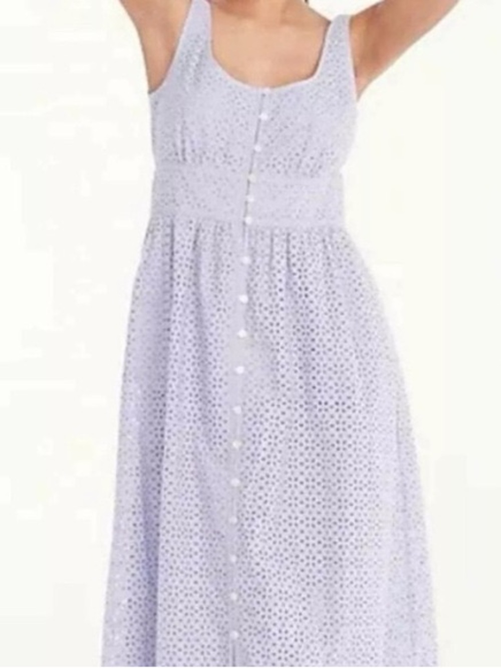 J. Crew Light Blue Eyelet Button-Front Midi Sundress